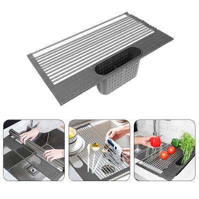 China Kitchen Viable Folding Dish Storage Dish Drain Rack Portable Folding Dish Kitchen Drain Rack for sale