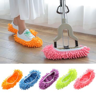 China Kitchen Disposable Bedroom Office Mop Slippers Soft Washable Reusable Microfiber Chenille Shoe Polishing Cleaning Covers for sale