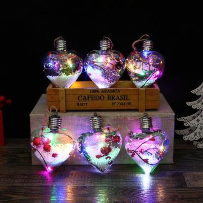 China Wholesale Transparent Heart Shaped Led Lights Creative Bottle Heart Shaped Ornaments Diy Birthday Party Supplies Christmas Tree Ornament for sale