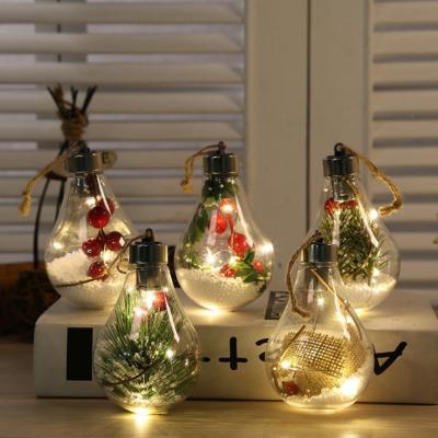 China Dreamcatcher Holiday Decorate Hot Sale Led Christmas Plastic Ball Hanging Transparent Bulb Ornament Lights For Christmas Tree Decorations for sale