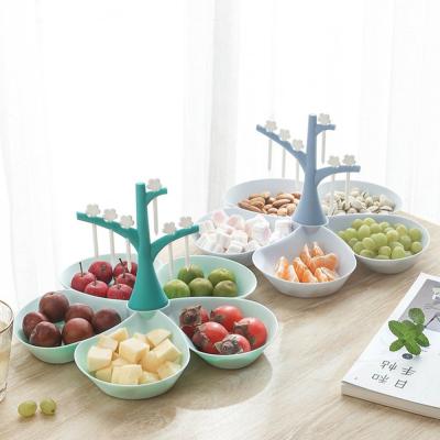 China Viable Tree Fruit Vegetable Fork Bird Food Holder Family Party Snacks Plastic Dessert Bifurcates Holder for sale