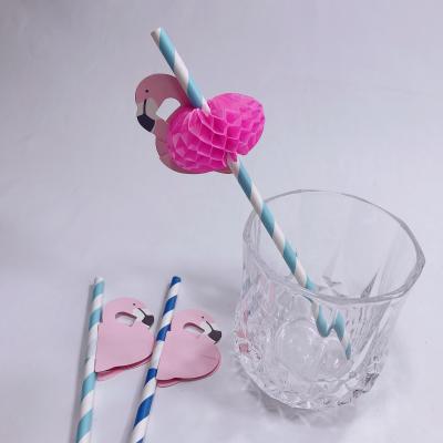 China Wholesale Disposable Flamingo 3D Straw Bendy Flexible Paper Drinking Straws for sale