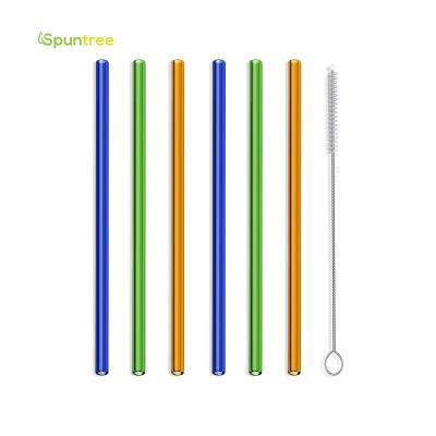 China 100% Biodegradable BPA Free Glass Reusable Colorful Straw Set Milk Juice Drinks Straws For Whiskey Bar for sale