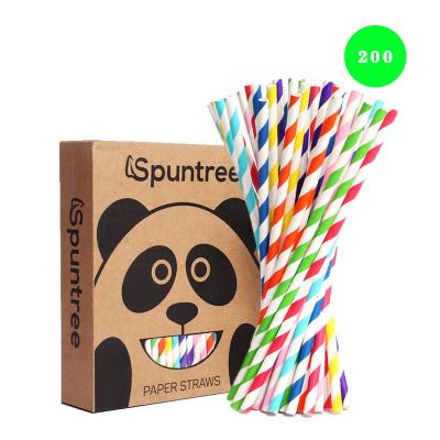 China Wholesale Modern 200pcs Boxed Eco Friendly Recycle Lined Paper Biodegradable Drinking Straws for sale