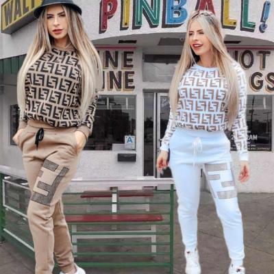 China New Arrival Autumn Sweatshirt Panties Set Print Long Sleeve Waterproof Wholesale Round Neck Casual Two-Piece Pants Set Women for sale