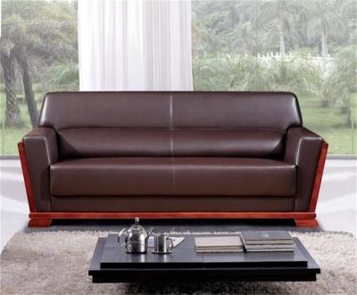 China Modern European Wooden Sofa Set Furniture Leather Italian Leather Sofa With Wood Trim for sale