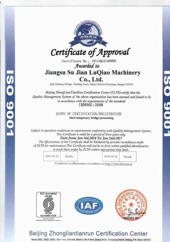 ISO 9001 - Jiangsu Sujian Road & Bridge Machine Co., Ltd.