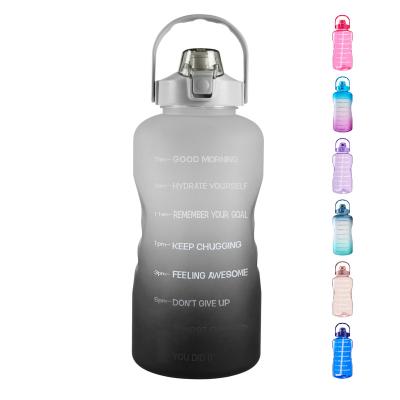 China Bpa Free Tritan Sustainable Plastic Sports Drink Water Bottle Water Bottle With Time Sublimation Motivational Water Bottle With Straw for sale