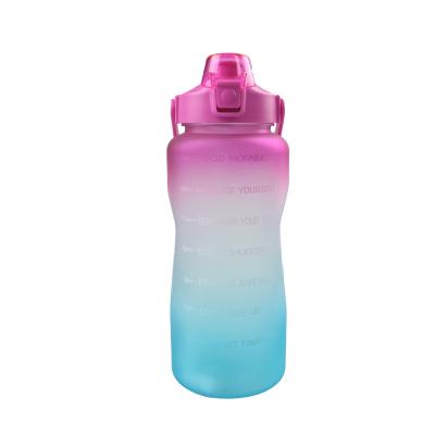 China Sustainable Reusable Motivational Water BottlesGradient Water Bottle Bpa Free Frosted 128oz Plastic Water Bottle With Straw for sale