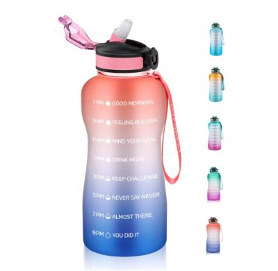 China Water Bottle 64oz Time Viable Motivational Marker Water Bottle Plastic Water Bottle With Straw And Tie Bpa Free for sale