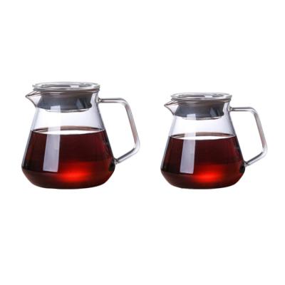 China Sustainable Custom Glass Coffee Server Pour Over Standard Glass Coffee Pot Coffee Carafe With Handle for sale