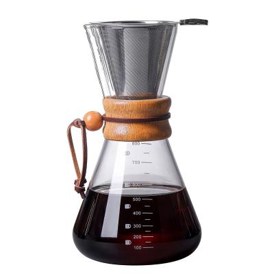 China Sustainable Glass Coffee Maker Set Dripper Coffee Maker Pour Over Coffee Pot With Dripper Filter for sale