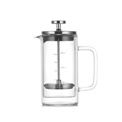 China Custom Double Wall French Coffee Press Maker Borosilicate Glass French Press Viable for Tea and Coffee for sale