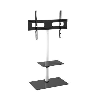 China White TV Stand VESA400X400 With DVD Support Cold Rolled Steel TV Floor Stand for sale