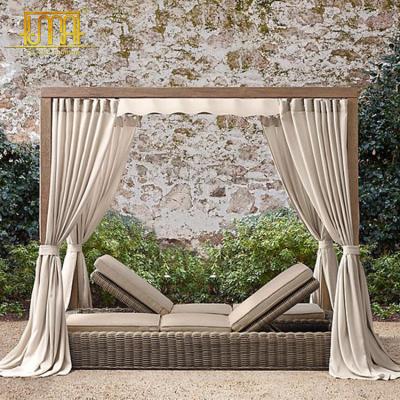 China Modern outdoor rattan beach furniture double seater wicker daybed for sale