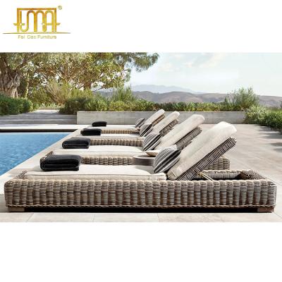 China Modern Outdoor Furniture Convertible Lounge Rattan Folding Pool Chair Sun Sofa for sale