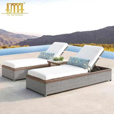 China Modern Outdoor Beach Folding Sun Sofa 3 Piece Chaise Lounge Set for sale