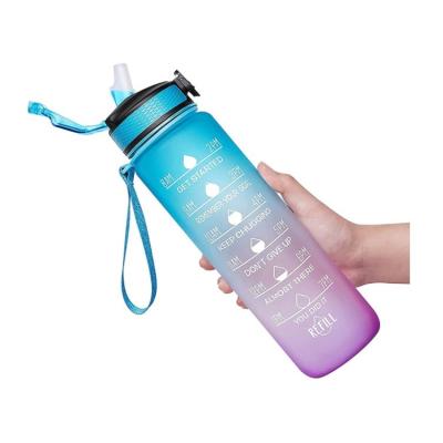 China 32 Ounce Amazon Bpa Fitness Gym Sports Custom Viable Running Time Marker Plastic Free Motivational Drinks Water Bottle With Straw for sale