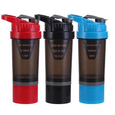 China Viable Custom Logo 500ml BPA Free Plastic Workout Sports Gym Water Bottle Protein Shaker Bottle With Storage for sale