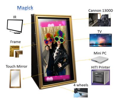 China Touch Screen Kiosk Magic Mirror Photo Booth Machine 65 Inch 800cd/m2 Brightness for sale