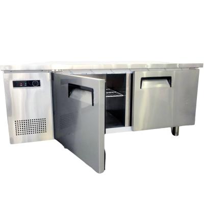 China Absorption 2 Doors Kitchen Commercial Workbench Fridge Refrigerator Fresh Prep Keeping Table for sale