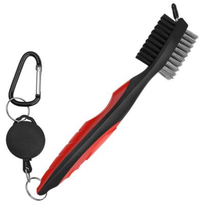 China Durable Customized Dual Side Golf Club Free Sample Cleaning Brush With Spike And Clip for sale