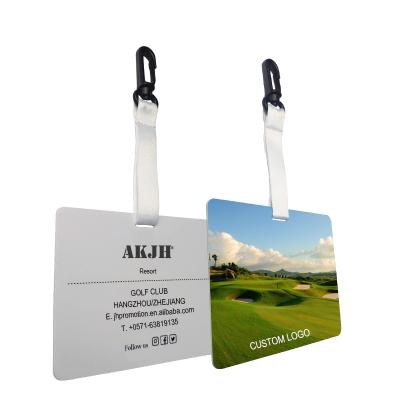 China High quality eco-friendly hot transfer printing custom plastic luggage golf bag tag and photo bag tag for sale