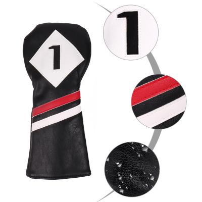 China Latest Style Stripe Slash Waterproof Style Red And Black Golf Headcover With Strong Protective Material for sale