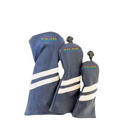 China Leather Driver Golf Club Headcover Waterproof Exquisite Workmanship Stripes For Sale for sale