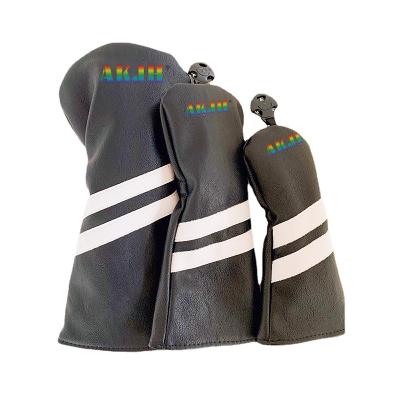 China Waterproof Leather Stripes Fairway 250CC Golf Headcover With Strong Protective Hardware Set for sale