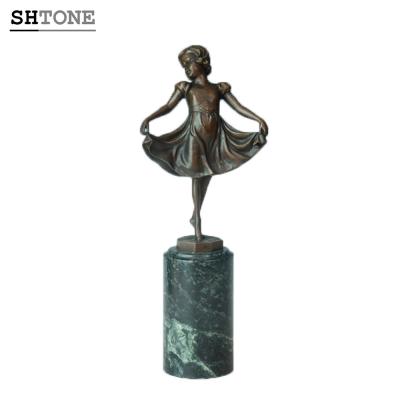 China Cute Europe SHTONE Girl Sculpture TPE-697 Ballet Dancer StatuesHome Decor Child Metal Artwork for sale