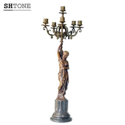 China Europe SHTONE Candlestick Statue TPCH-024/024J Bronze Classic Candle Holder Home Decor Sculpture for sale