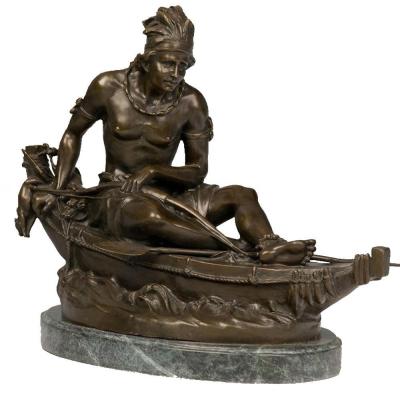 China Hunter Bronze Statue TPY-344 Europe Indian SHTONE Male Metal Sculpture Home Decor for sale