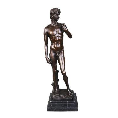 China Europe SHTONE Male Bronze Statue David Sculpture Art Ancient Home Decor TPY-043 for sale