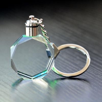 China Souvenir Item / Promotional Gifts Custom 3D Laser Engraving Led Light Key Chain Crystal Crystal Custom Car Logo Keychain for sale