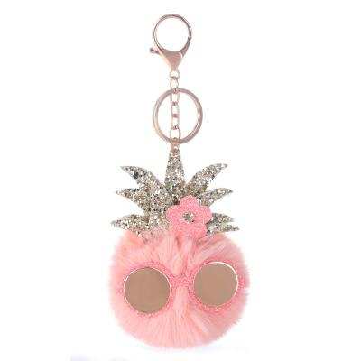 China Souvenir Item/Promotional Custom Pom Pom Maker Key Chain No Minimum Unique Logo Metal Pineapple Fur Ball Gifts SHTONE Key Chain For Party Favors for sale