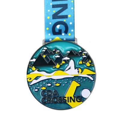 China Cheap Design Europe Shtone Backs Soft Enamel Swimming Metal Zinc Alloy Medal for sale