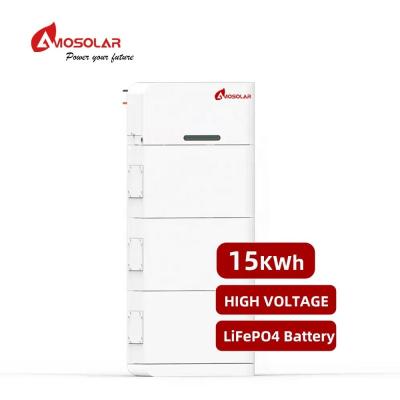 China IP65 High Voltage BMS LiFePO4 Battery 10.24kWh-25.6kWh Amosolar Stackable Home Battery for sale