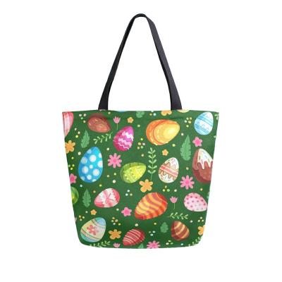 China Wholesale Eco-Friendly Collapsible Folding Tote Bag Grocery Bag Canvas Handbag Supplier Eco-Friendly Reusable Tote Bag With Pocket Eco-Friendly Easter Egg for sale