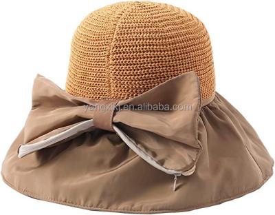 China Picture Brim Wide Sun Hats Straw Hats For Women Arm Sleeves Panama Beach Hat for sale