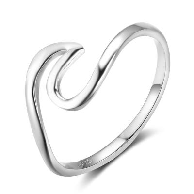 China Real FASHIONABLE Tasty Solid 925 Sterling Silver Jewelry Cute Wave Ring For Girl for sale