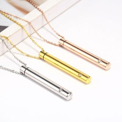 China TRENDY 18K Gold Plated Titanium Steel Tube Perfume Bottle Pendant Necklace for sale