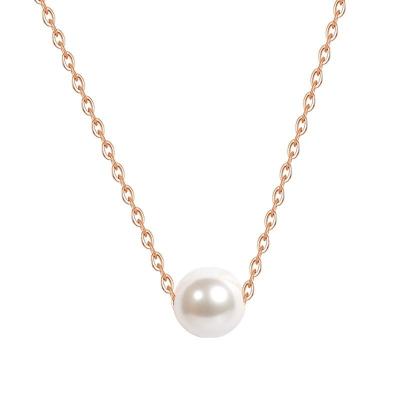 China Solid Stainless Steel Pearl Necklace FASHIONABLE Tasty Floating Single Pearl Necklace Simple Daily Necklace for sale