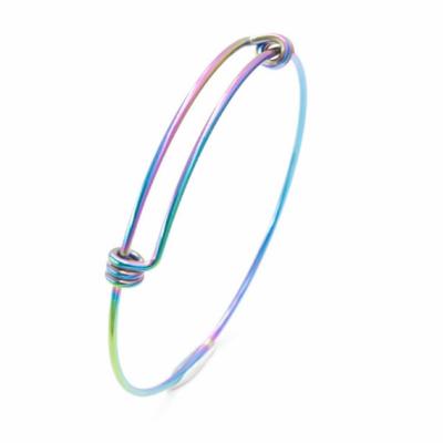 China Wholesale Elite Rainbow Color Stainless Steel Adjustable Expandable Wire Bracelet Elegant Jewelry for sale