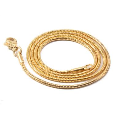 China Wholesale Custom Hiphop Hip Hop Stainless Steel Silver Gold Plated Necklace 18K Round Snake Chain for sale