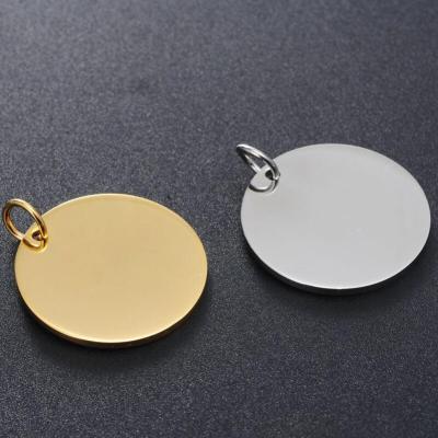 China Stainless Steel Gold Color Round Empty Charm For DIY Jewelry Making for sale