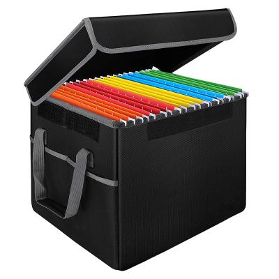 China Zipper Closed Customizable Easy To Fold Document Organizer File Storage Box Fabric Shell Fire Retardant Waterproof Important File Safe Protect Box for sale