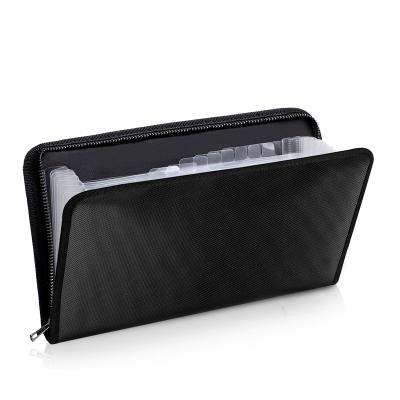 China Zipper Mini Sized Accordion File Bag Closed Silicone Coated Zippers Black Fire Retardant Folder Zipper Document Bag for sale