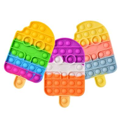 China Silica Gel Silicone Bubble Rainbow Smile Ice Cream Food Ice Cream Jumping Person Toy It Ices For Kids for sale