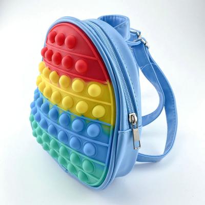 China The Last Rainbow Silica Gel School Backpack Busty Person Toy Jumping Push It Backpack For Girl for sale